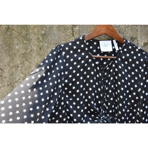 L’Académie Los Angeles Black Star Print Tie-Front Blouse – Size L - Picture 3 of 5